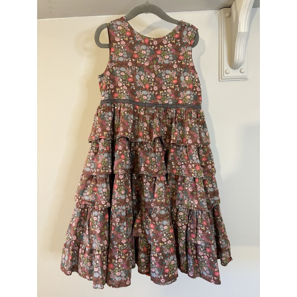 ROOM SEVEN Girl's Brown Floral Ruffle Dress 122 7 Twirly
